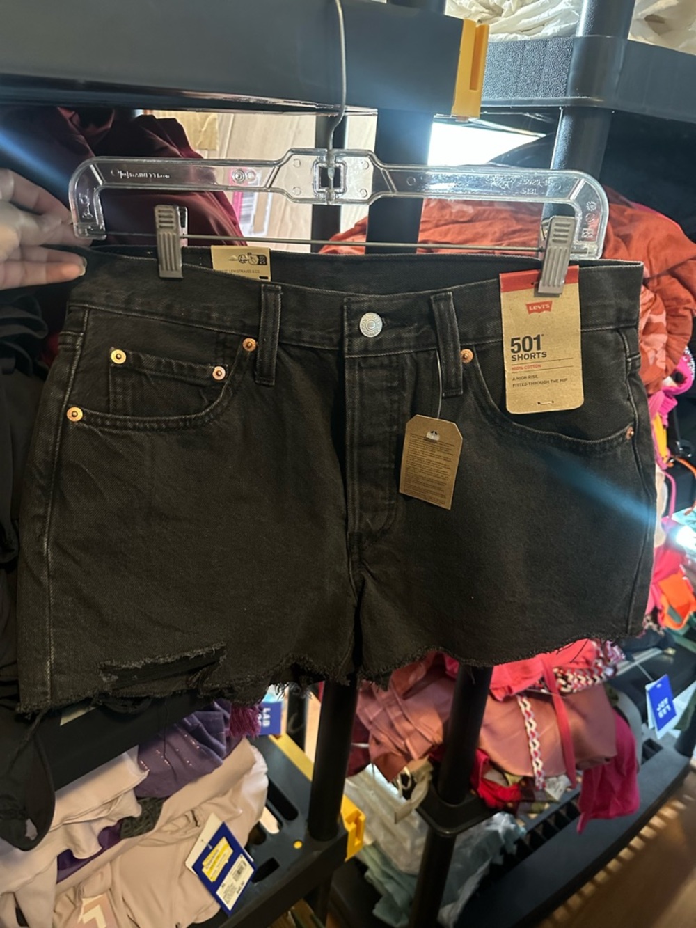 Levi's 501 lunar black color  Cutoff Denim Shorts (28)